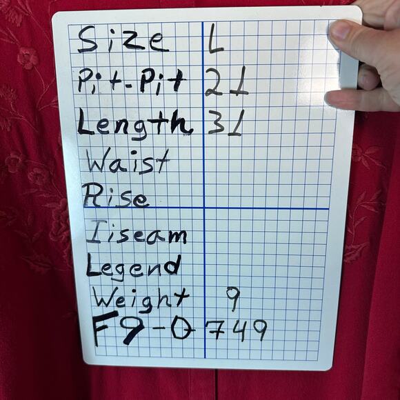 Agil Comell women’s tunic blouse button-down red embroidered roll tab sleeve - Picture 10 of 10